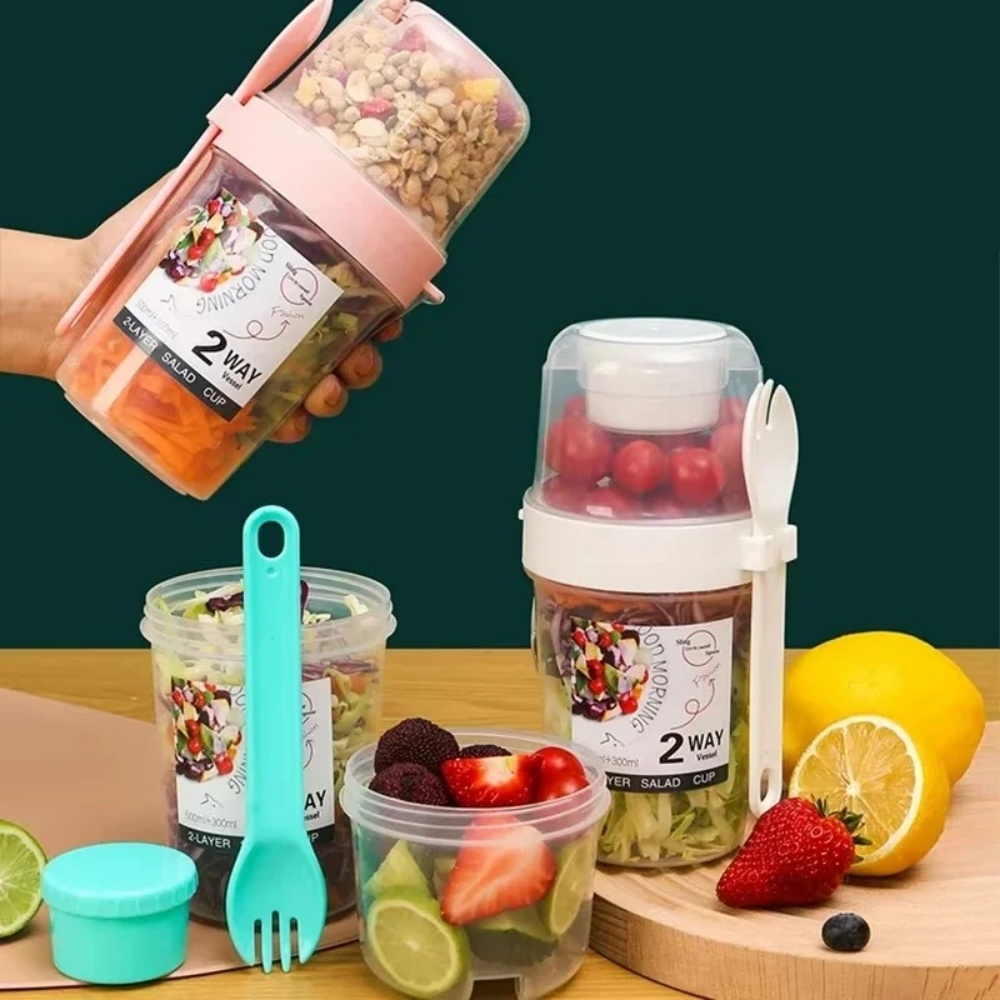 Snack Container Travel - Cangkir Salad Portabel, Cangkir Sarapan, Wadah