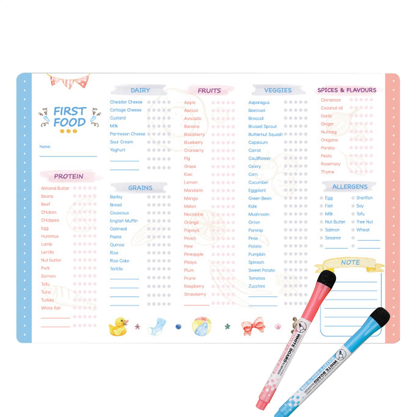 Baby Food Checklist - Bagan Makanan Pertama Bayi Magnetik, Daftar