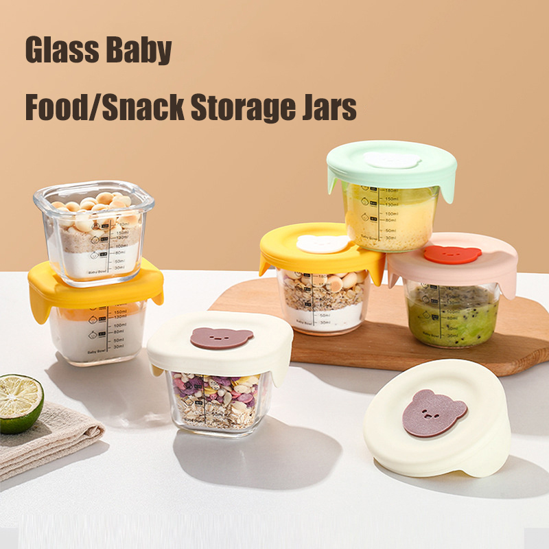 Baby Food Glass Containers - Stoples penyimpanan makanan kaca bayi, mangkuk