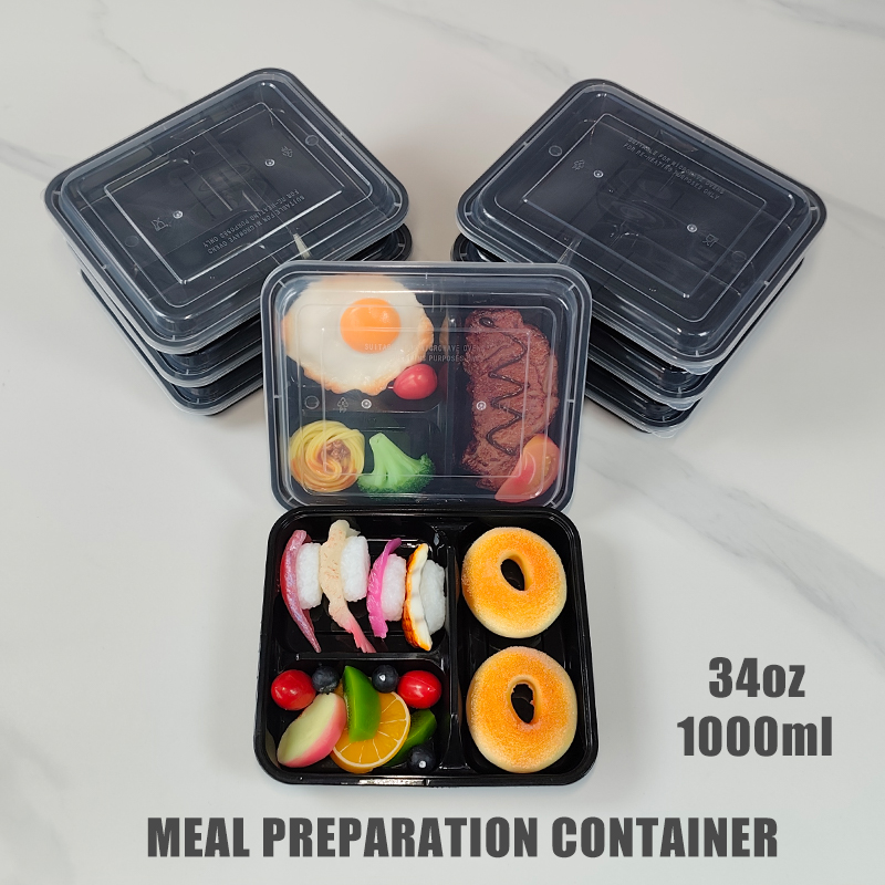 Snack Container Travel - 3 Kompartemen 34 Oz/1000 Ml, 12/35