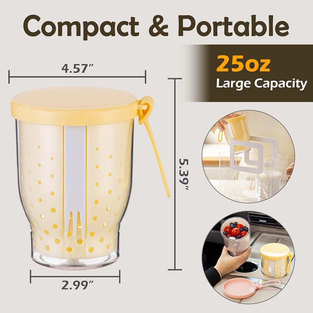 25 Oz Wadah Buah Portabel untu - Snack Container Travel ulasan dan harga